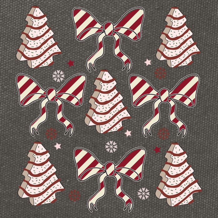 Cute Christmas Coquette Snack Cake Trees Cotton Canvas Backpack