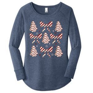 Cute Christmas Coquette Snack Cake Trees Women's Perfect Tri Tunic Long Sleeve Shirt