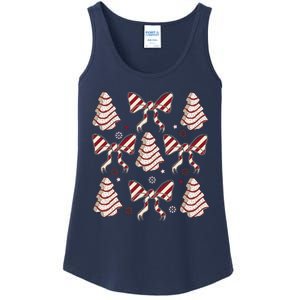 Cute Christmas Coquette Snack Cake Trees Ladies Essential Tank