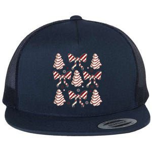 Cute Christmas Coquette Snack Cake Trees Flat Bill Trucker Hat