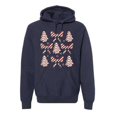 Cute Christmas Coquette Snack Cake Trees Premium Hoodie