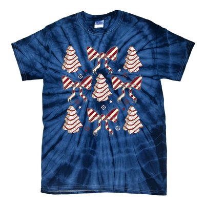 Cute Christmas Coquette Snack Cake Trees Tie-Dye T-Shirt