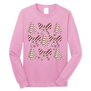 Cute Christmas Coquette Snack Cake Trees Long Sleeve Shirt