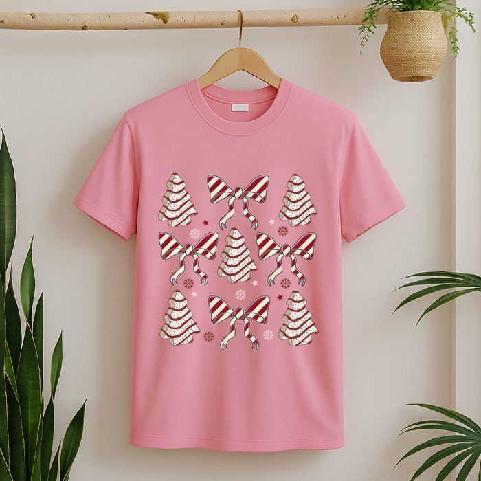 Cute Christmas Coquette Snack Cake Trees T-Shirt