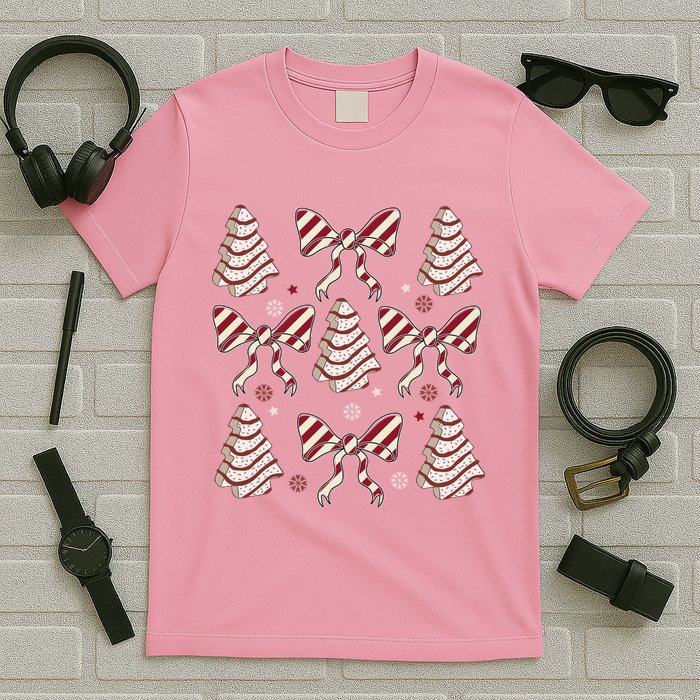 Cute Christmas Coquette Snack Cake Trees T-Shirt