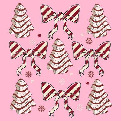 Cute Christmas Coquette Snack Cake Trees T-Shirt