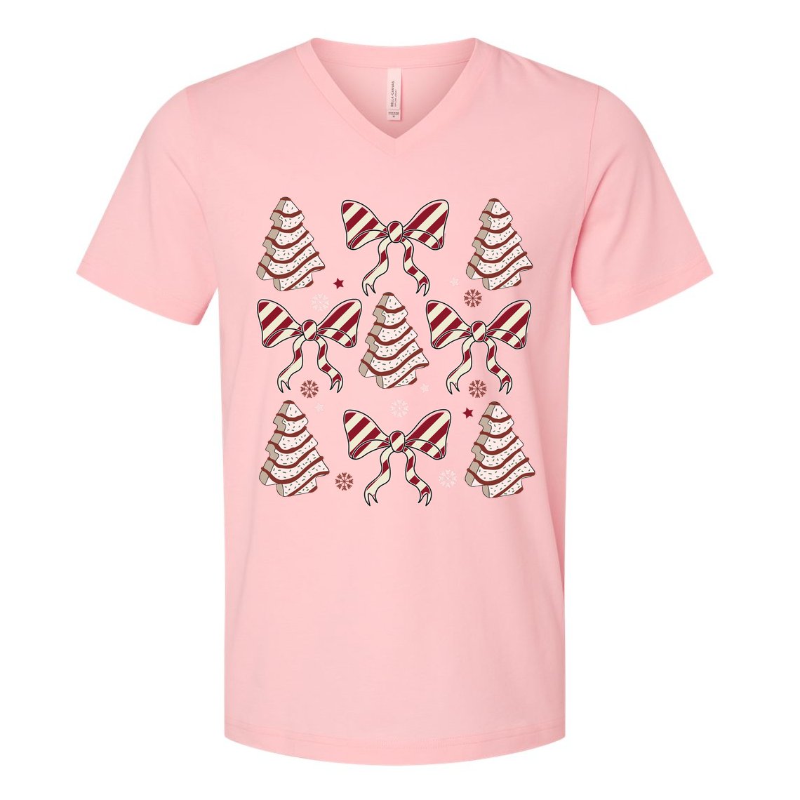 Cute Christmas Coquette Snack Cake Trees V-Neck T-Shirt