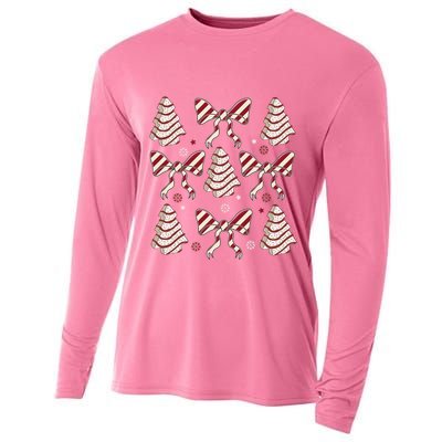 Cute Christmas Coquette Snack Cake Trees Cooling Performance Long Sleeve Crew