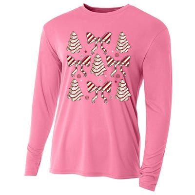 Cute Christmas Coquette Snack Cake Trees Cooling Performance Long Sleeve Crew