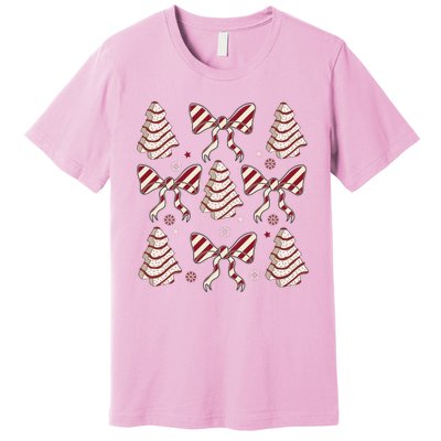 Cute Christmas Coquette Snack Cake Trees Premium T-Shirt