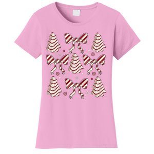 Cute Christmas Coquette Snack Cake Trees Women's T-Shirt