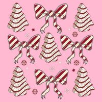 Cute Christmas Coquette Snack Cake Trees Kids Hoodie