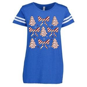 Cute Christmas Coquette Snack Cake Trees Enza Ladies Jersey Football T-Shirt