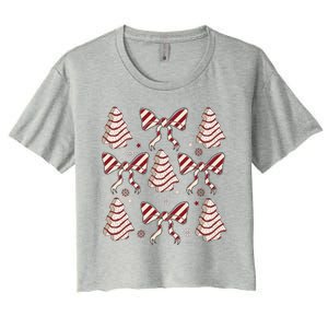 Cute Christmas Coquette Snack Cake Trees Women's Crop Top Tee