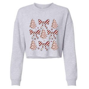 Cute Christmas Coquette Snack Cake Trees Cropped Pullover Crew