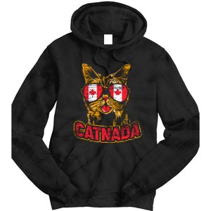 Catnada Canadian Cat Animal Canada Day Canada Tie Dye Hoodie