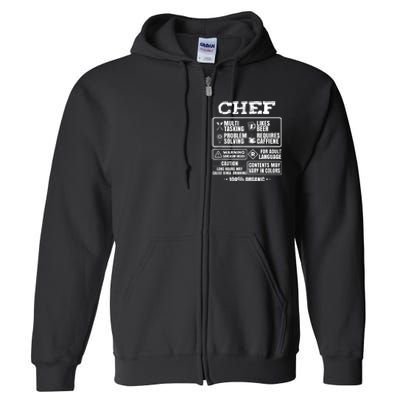 Chef Cooking Full Zip Hoodie