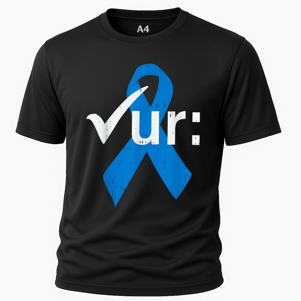 Colorectal Colon Cancer Awareness Blue Ribbon Colonoscopy Cooling Performance Crew T-Shirt