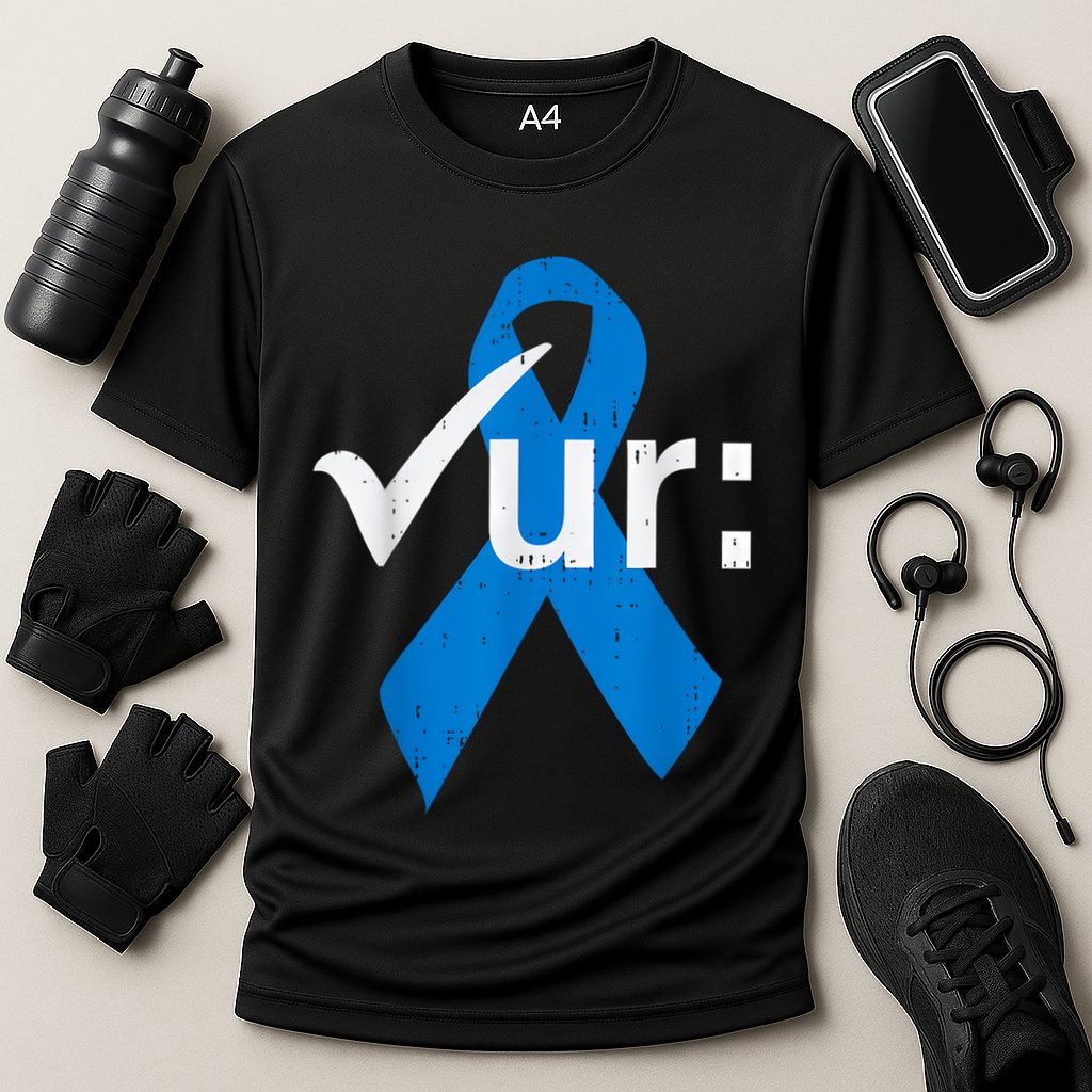 Colorectal Colon Cancer Awareness Blue Ribbon Colonoscopy Cooling Performance Crew T-Shirt
