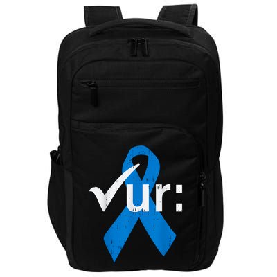 Colorectal Colon Cancer Awareness Blue Ribbon Colonoscopy Impact Tech Backpack