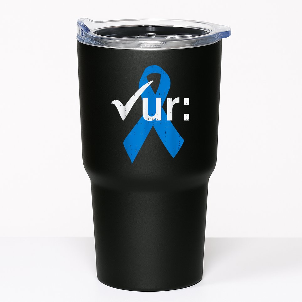 Colorectal Colon Cancer Awareness Blue Ribbon Colonoscopy Tumbler