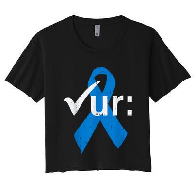 Colorectal Colon Cancer Awareness Blue Ribbon Colonoscopy Crop Top