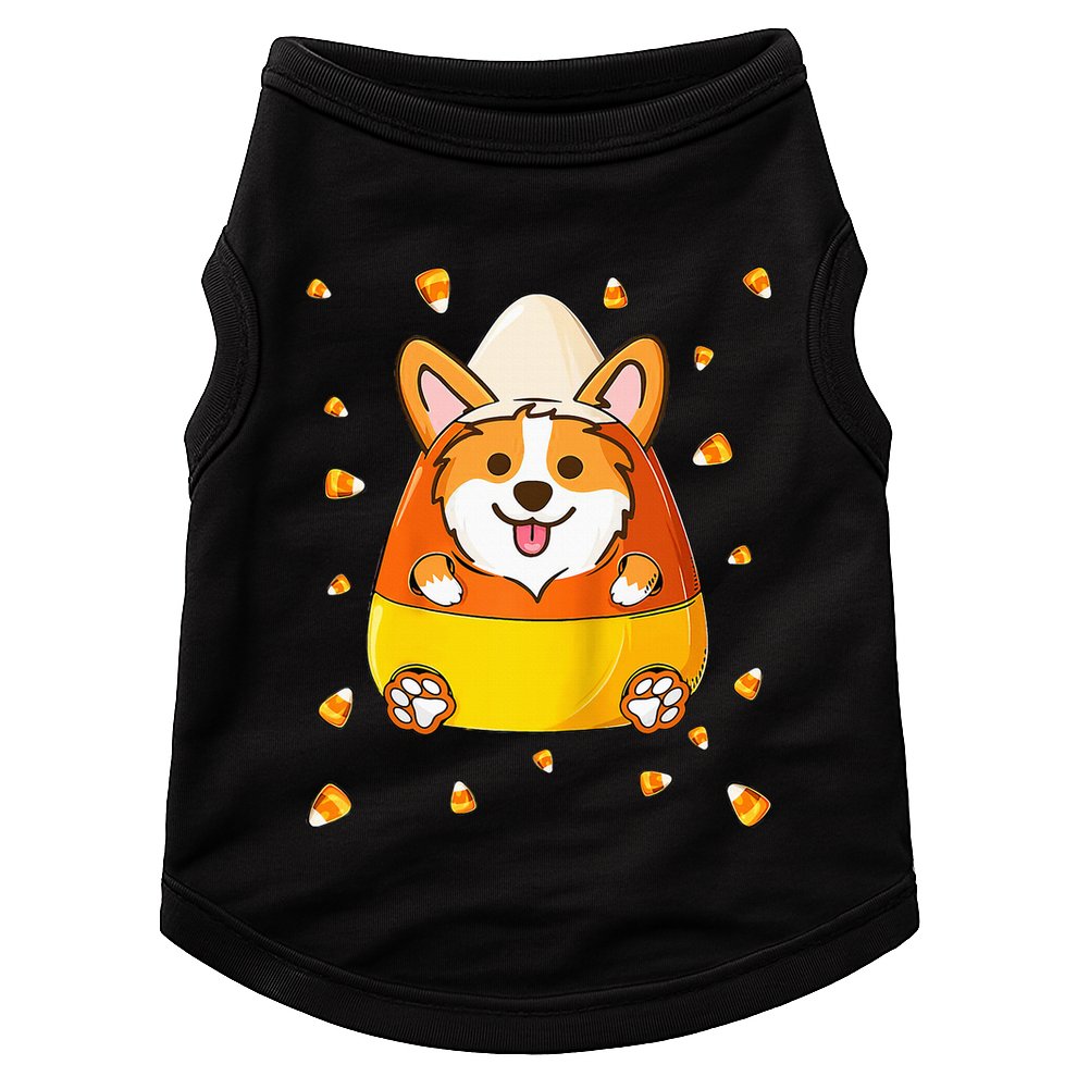 Cute Candy Corn Corgi Halloween Costume Doggie Tank