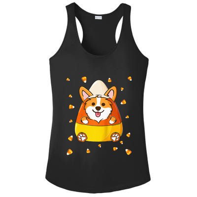Cute Candy Corn Corgi Halloween Costume Ladies PosiCharge Competitor Racerback Tank