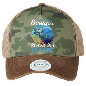 Climate Change Clean The Oceans Protect Our Future Funny Gift Legacy Tie Dye Trucker Hat