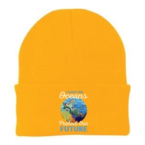 Climate Change Clean The Oceans Protect Our Future Funny Gift Knit Cap Winter Beanie