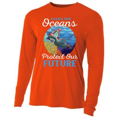 Climate Change Clean The Oceans Protect Our Future Funny Gift Cooling Performance Long Sleeve Crew