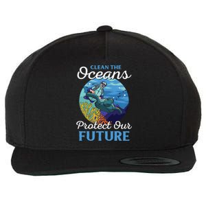 Climate Change Clean The Oceans Protect Our Future Funny Gift Wool Snapback Cap