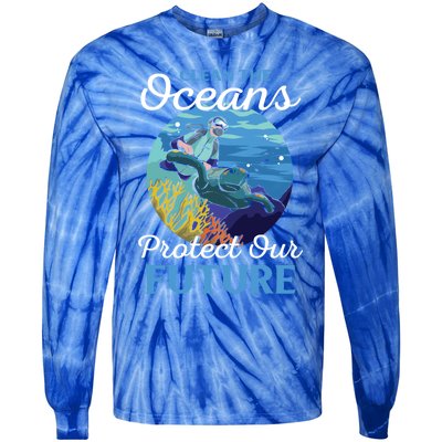 Climate Change Clean The Oceans Protect Our Future Funny Gift Tie-Dye Long Sleeve Shirt