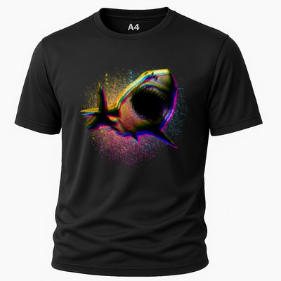 Cool Colorful CMYK Paint Spatter Shark Performance Shirt