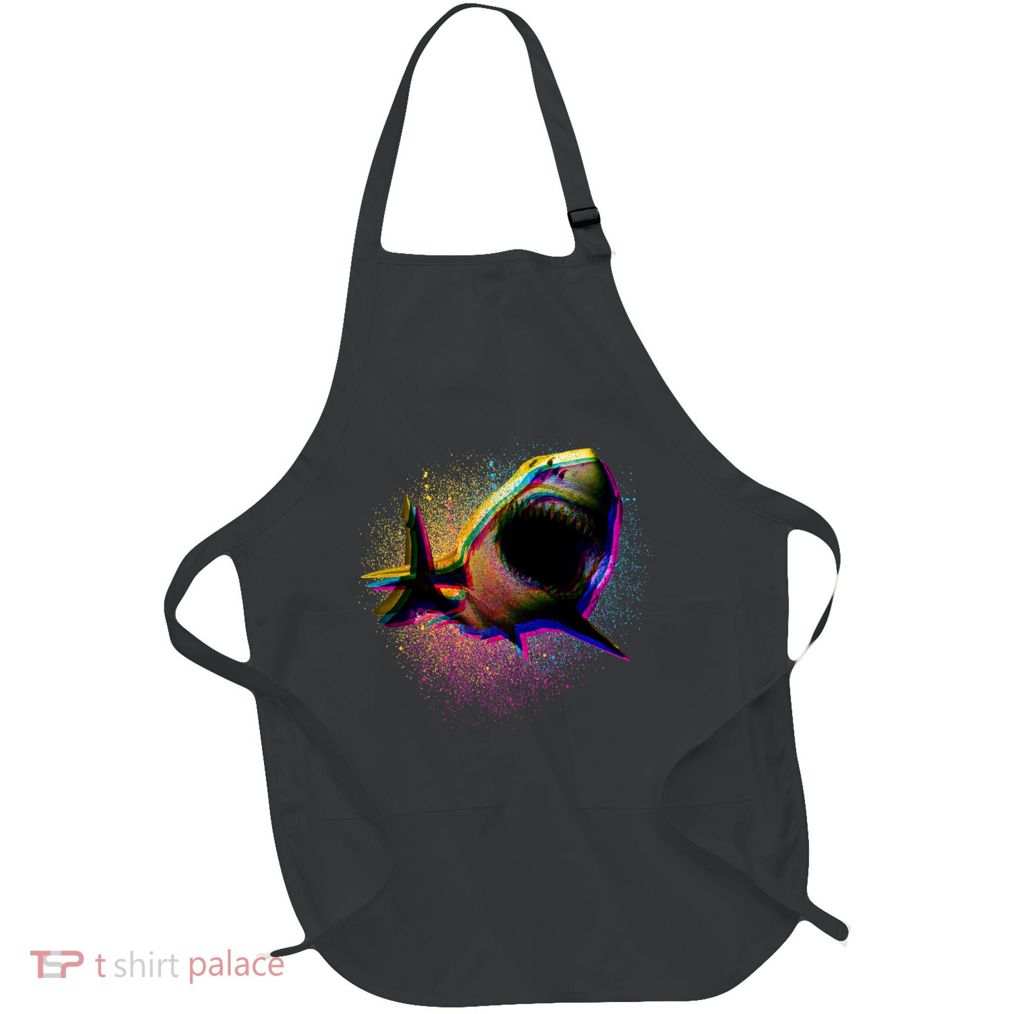 Cool Colorful CMYK Paint Spatter Shark Apron