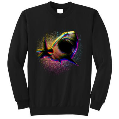 Cool Colorful CMYK Paint Spatter Shark Sweatshirt