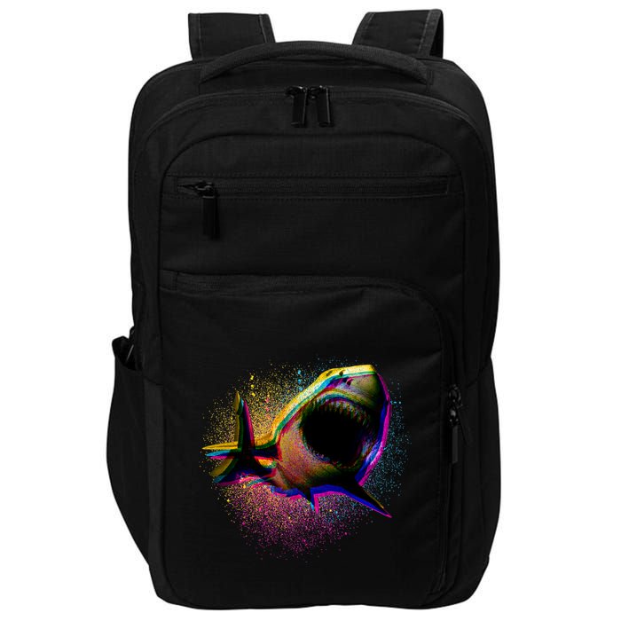 Cool Colorful CMYK Paint Spatter Shark Impact Tech Backpack