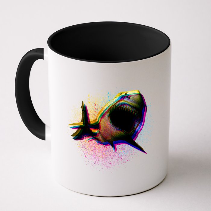 Cool Colorful CMYK Paint Spatter Shark Mug