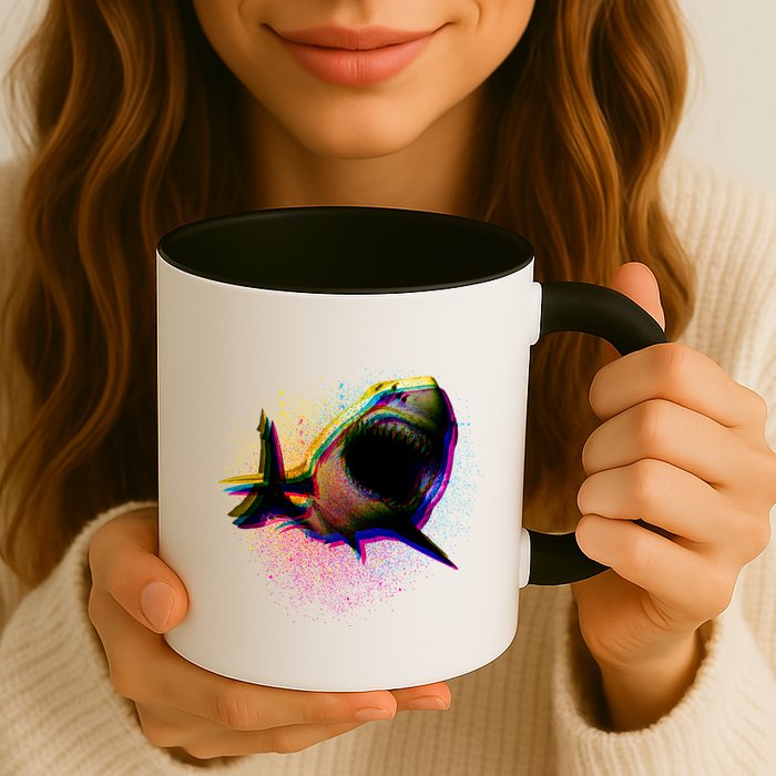 Cool Colorful CMYK Paint Spatter Shark Mug