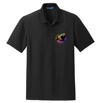 Cool Colorful CMYK Paint Spatter Shark Dry Zone Grid Polo