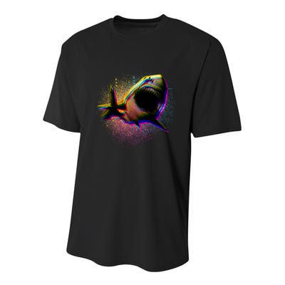 Cool Colorful CMYK Paint Spatter Shark Youth Performance Sprint T-Shirt