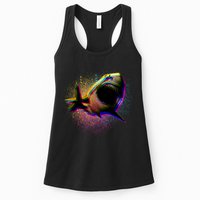 Cool Colorful CMYK Paint Spatter Shark Womens Tank Top