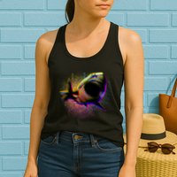 Cool Colorful CMYK Paint Spatter Shark Womens Tank Top