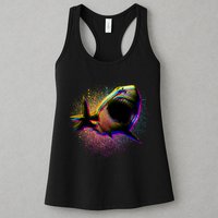 Cool Colorful CMYK Paint Spatter Shark Womens Tank Top