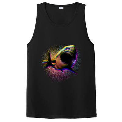 Cool Colorful CMYK Paint Spatter Shark PosiCharge Competitor Tank