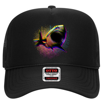 Cool Colorful CMYK Paint Spatter Shark Trucker Hat
