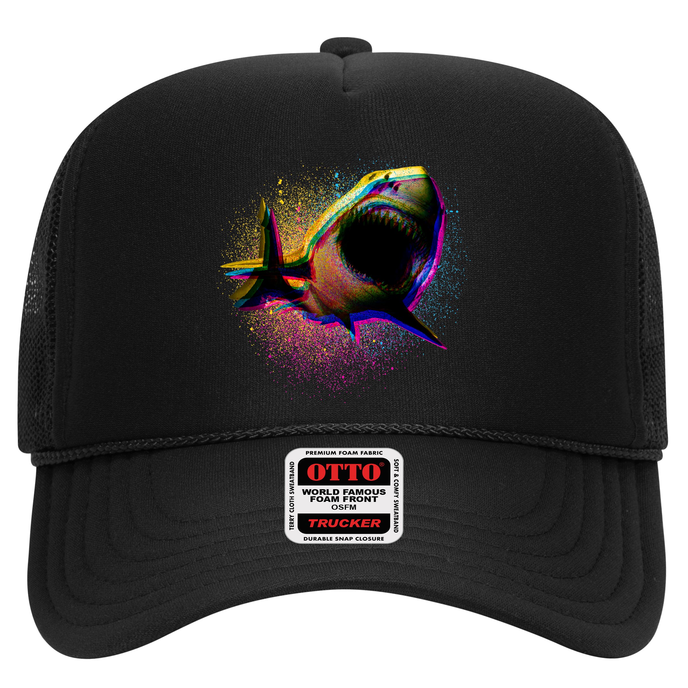 Cool Colorful CMYK Paint Spatter Shark Hat