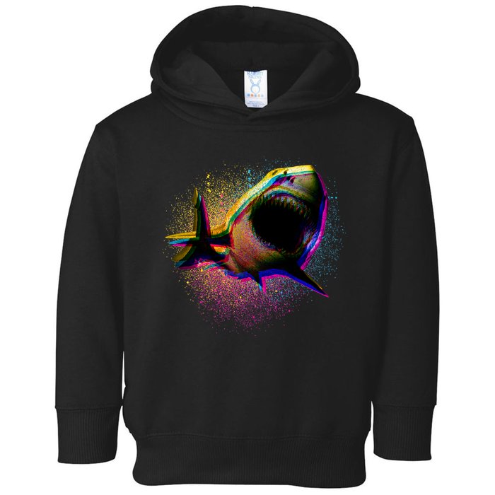 Cool Colorful CMYK Paint Spatter Shark Toddler Hoodie