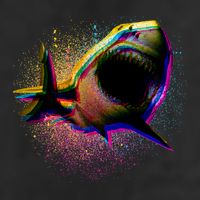 Cool Colorful CMYK Paint Spatter Shark Golf Towel