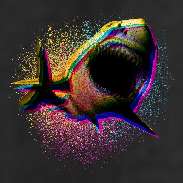 Cool Colorful CMYK Paint Spatter Shark Golf Towel